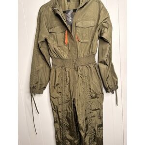 SHEIN Utility Zip Up Cargo Jumpsuit Joggers Dusty Olive women's size M